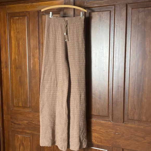 Sincerly Jules Pants - Sincerely Jules Chocolate Brown Textures Chunky Knit Wide Leg Pull On Pants Sz L